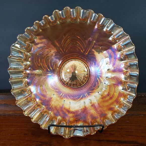 VTG Fenton 1910 Ruffled Edge Carnival Glass Bowl - Picture 1 of 8